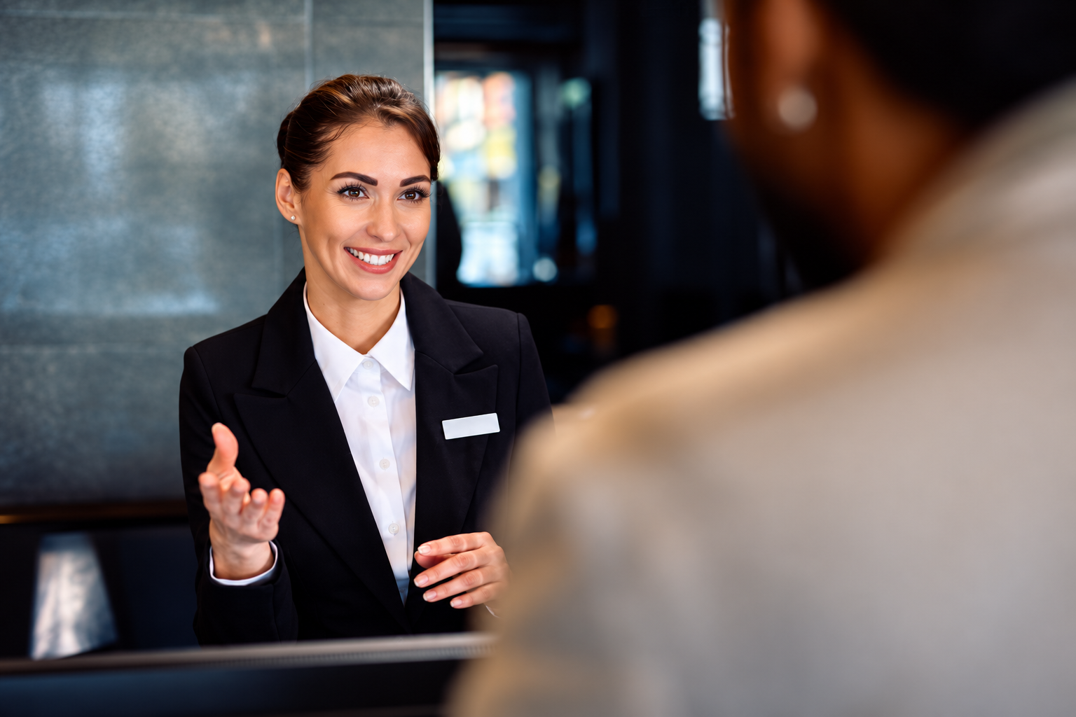 Guest welcomed at a hotel reception
